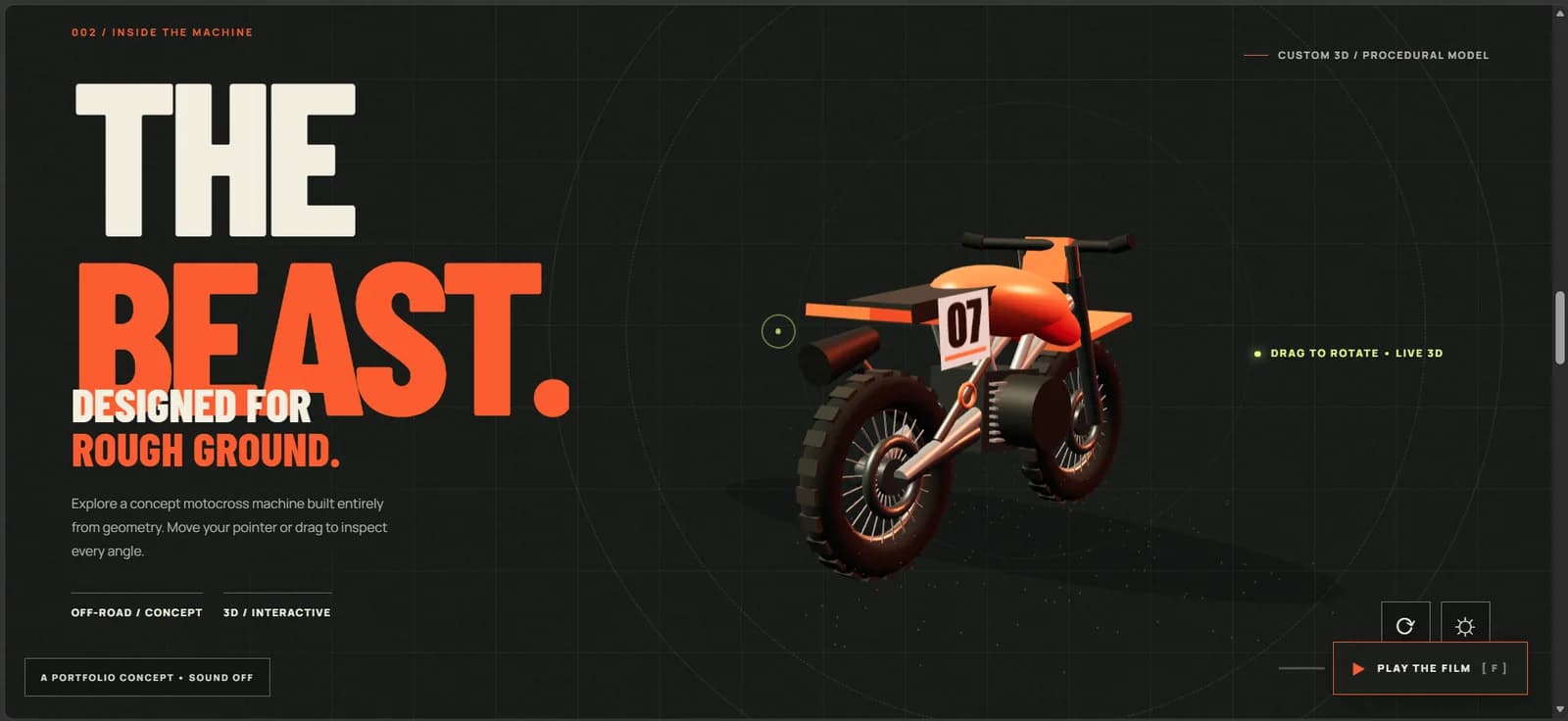 biker portfolio — the motorcycle showcase and viewing controls