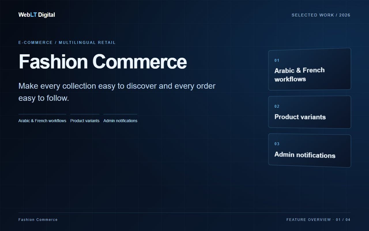 Fashion Commerce project feature board