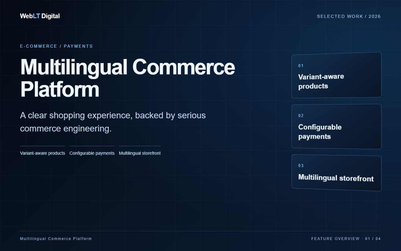 Multilingual Commerce Platform project feature board